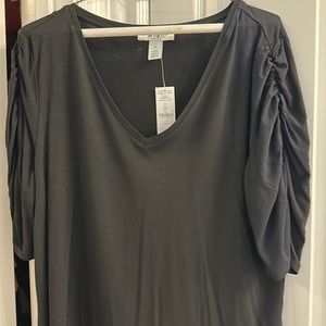 WHBM new with tags black shirt - sleeves almost elbow length with roushing